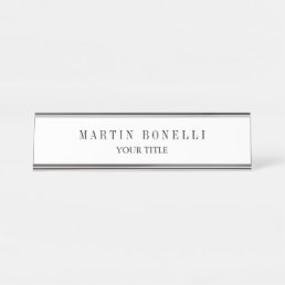 Plain Slim Professional Black & White Desk Name Plate
