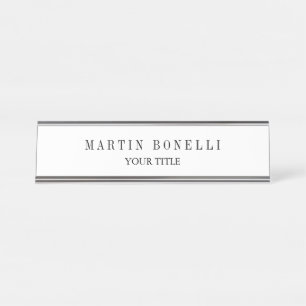 Plain Slim Professional Black & White Desk Name Plate