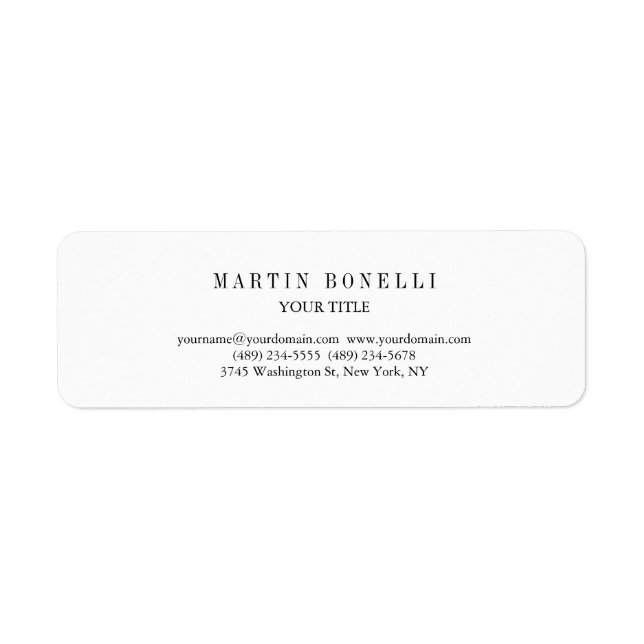 Plain Slim Professional Black & White Label (Front)