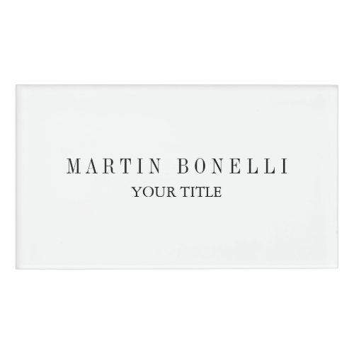 Plain Slim Professional Black  White Name Tag