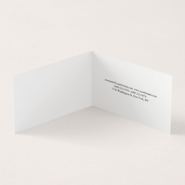 Plain Slim Professional White Folded Two Sided Business Card (Inside)