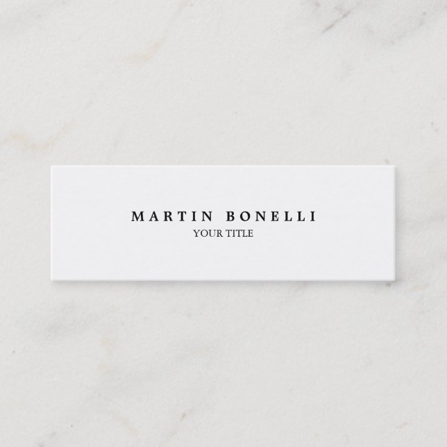 Plain Slim Professional White Modern Business Card (Front)