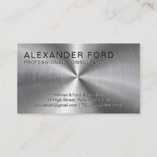 Plain Sliver Professional Radial Metallic Look Business Card