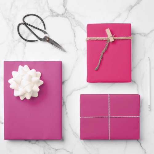 Plain Smitten Razzmatazz Pink Shades 3 Tones Wrapping Paper Sheets