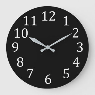 Plain Solid Black with Large White Numbers Large Clock