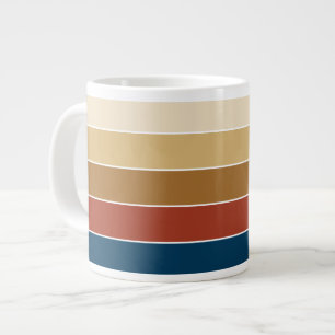 Plain Solid Colored Striped Warm Autumn Colors Giant Coffee Mug