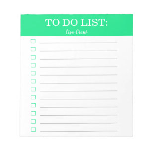 Plain solid green personalized to do list notepad