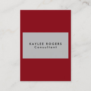 Plain Sophisticated Silver Grey Red Professional Business Card