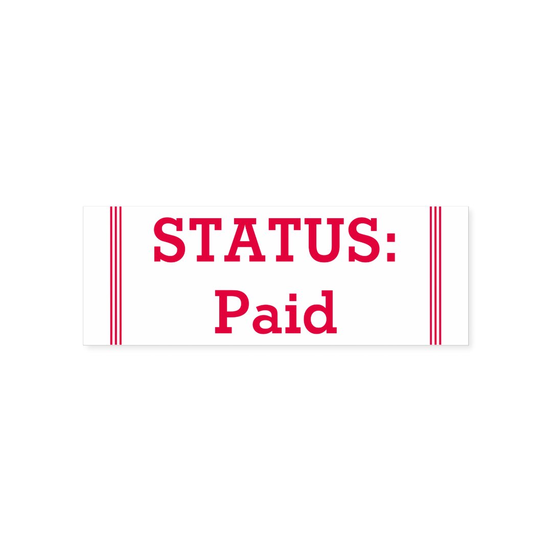 Plain "STATUS Paid" Rubber Stamp Zazzle