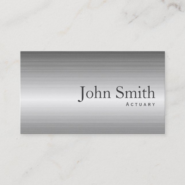 Plain Steel Metal Actuary Business Card (Front)
