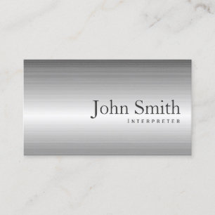 Plain Steel Metal Interpreter Business Card