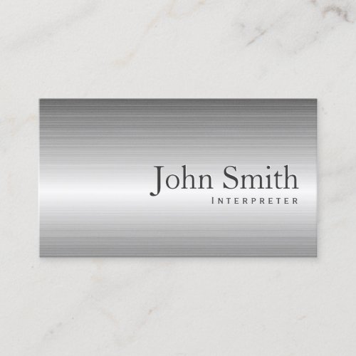 Plain Steel Metal Interpreter Business Card