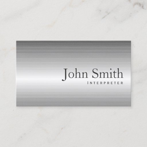 Customizable Plain Steel Metal Interpreter Business Card