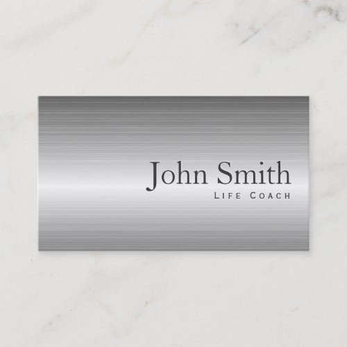 Plain Steel Metal Life Coach Business Card