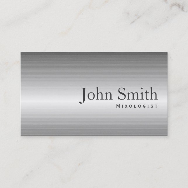 Plain Steel Metal Mixologist Business Card (Front)