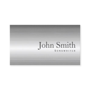 Plain Steel Metal Songwriter Business Card