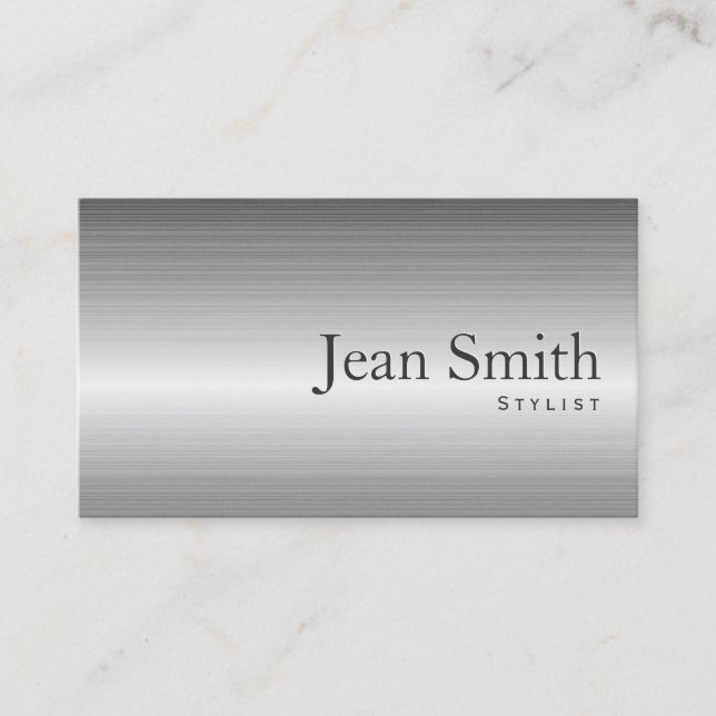 Plain Steel Metal Stylist Business Card (Front)