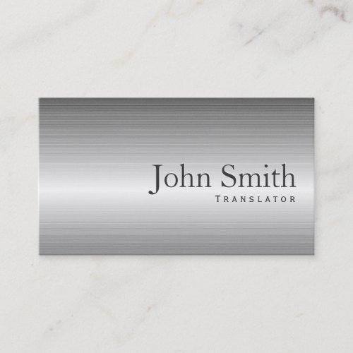Plain Steel Metal Translator Business Card