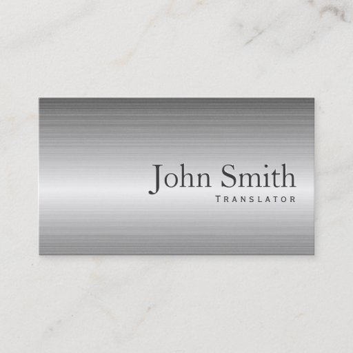 Customizable Plain Steel Metal Translator Business Card