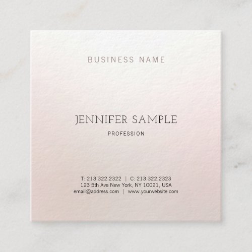 Plain Stylish Design Modern Color Harmony Luxury Square Business Card