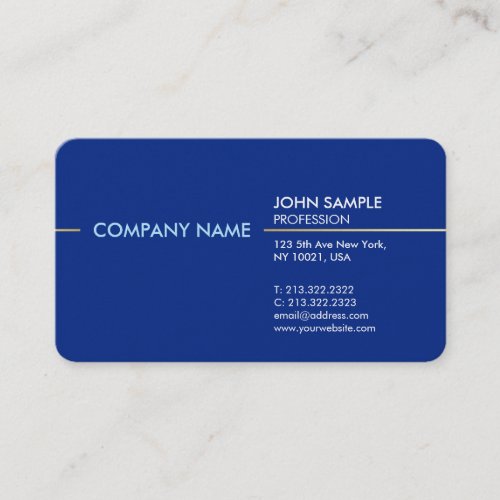Plain Stylish Modern Professional Elegant Blue Business Card
