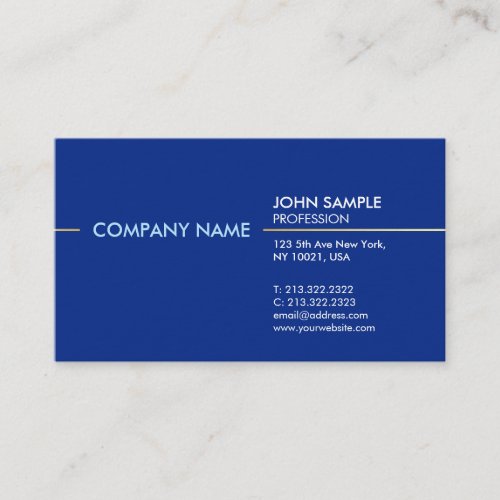 Plain Stylish Modern Professional Elegant Blue Business Card