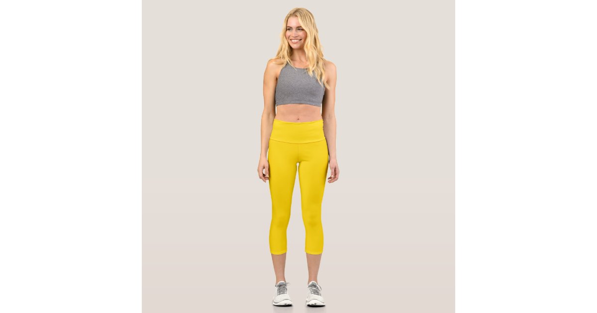 Plain Sunflower Yellow Capri Leggings