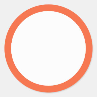 Plain tangerine orange border blank classic round sticker