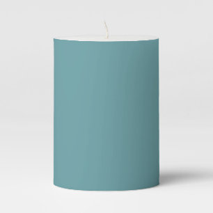 Plain Teal Background Pillar Candle