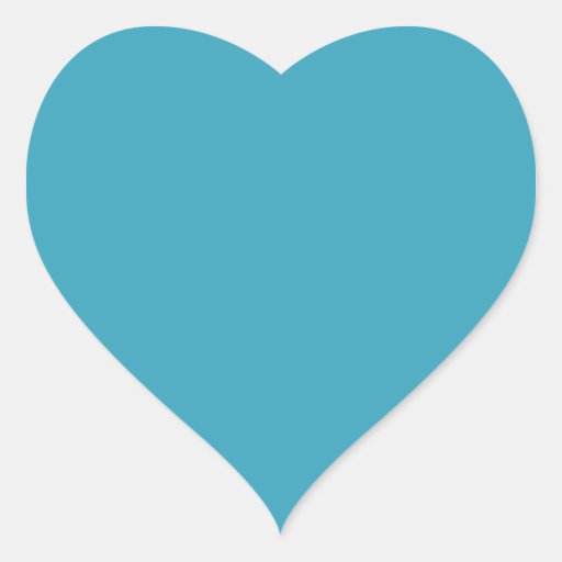 Plain teal blue background heart shaped heart sticker | Zazzle