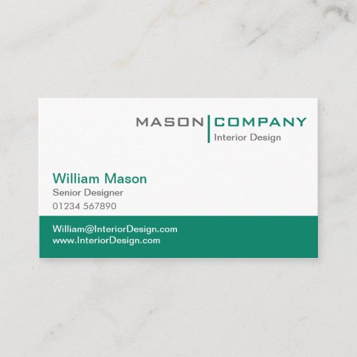 Customizable Plain Teal Green &amp; White Corporate Stylish Card Business Card Template