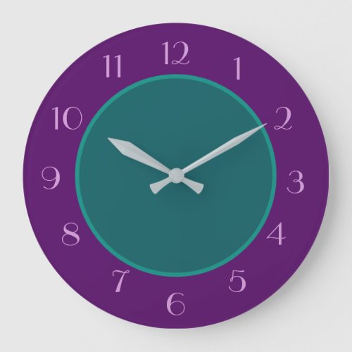 Plain Teal Green with Dark Purple Border Large Clock