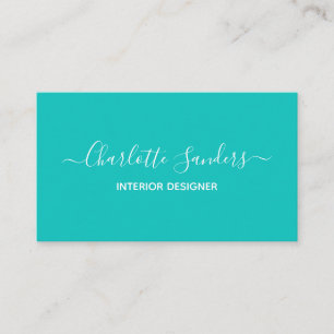 Plain teal solid color business card