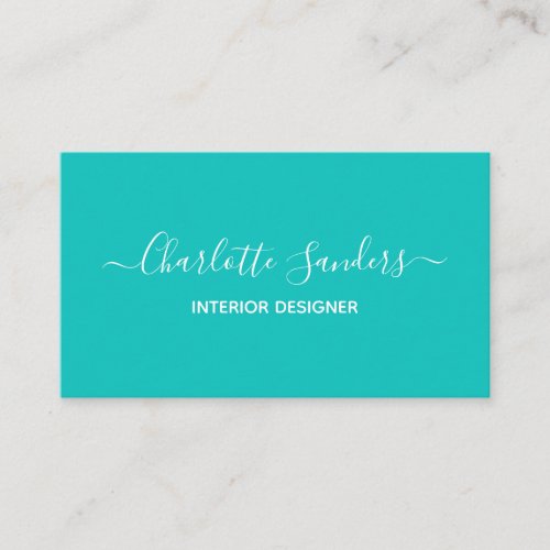 Plain teal solid color  business card