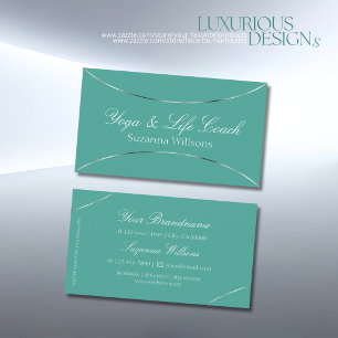 Plain Teal with Shimmery Faux Silver Decor Stylish Business Card