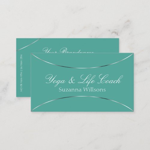 Plain Teal with Shimmery Faux Silver Decor Stylish Business Card