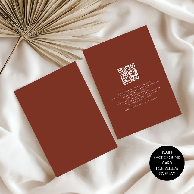 Plain Terracotta Background for Vellum Overlay Invitation (Front and back view)