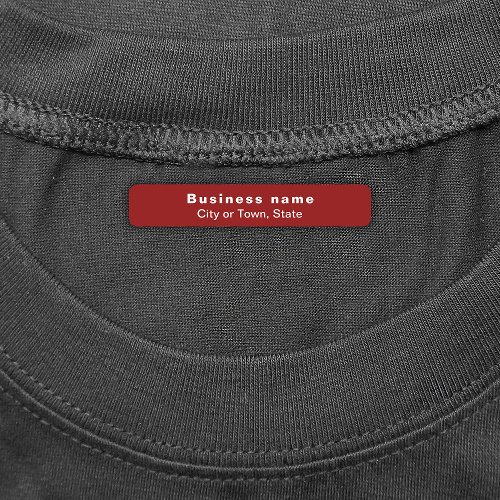 Plain Text Brand Name on Red Rectangle Iron On Labels