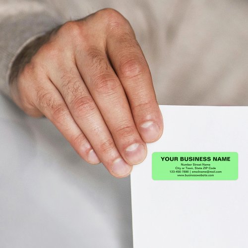 Plain Text Brand on Light Green Return Address Label