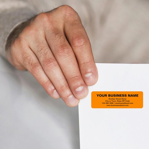 Plain Text Brand on Orange Color Return Address Label