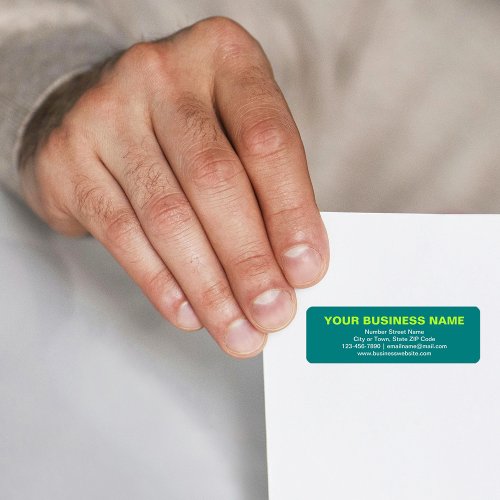 Plain Text Brand on Teal Green Return Address Label