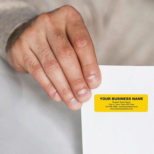 Plain Text Brand on Yellow Return Address Label