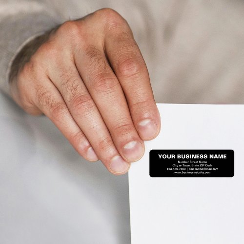 Plain Text Business Brand on Black Return Address Label