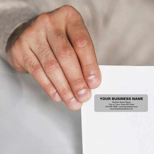 Plain Text Business Brand on Gray Return Address Label