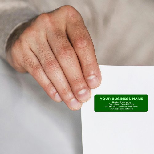 Plain Text Business Brand on Green Return Address Label