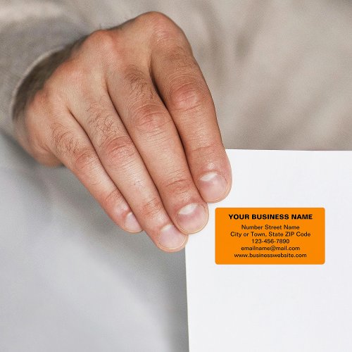 Plain Text Business Brand on Orange Color Address Label