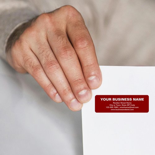 Plain Text Business Brand on Red Return Address Label