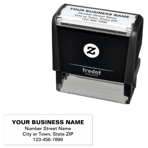 Plain Text Business Name Address and Phone Number Self_inking Stamp