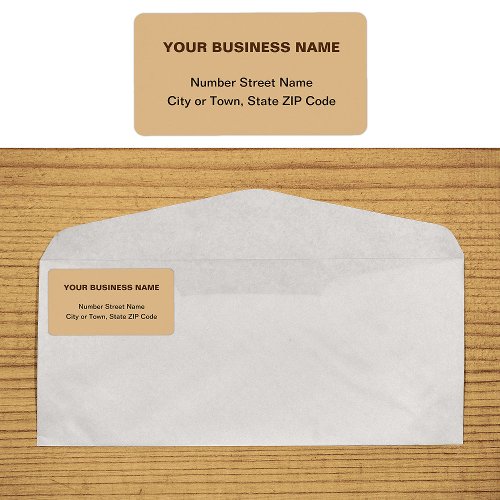 Plain Text Light Brown Business Address Label