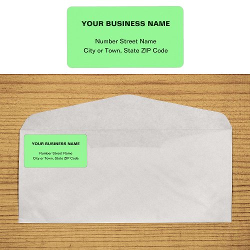 Plain Text Light Green Business Address Label